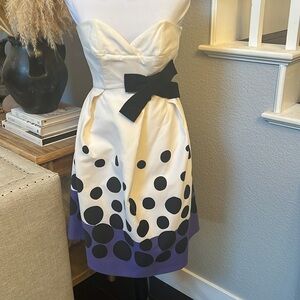 Paule Ka Sleeveless Polka Dot Side Bow Side Pockets Dress Size AU 38